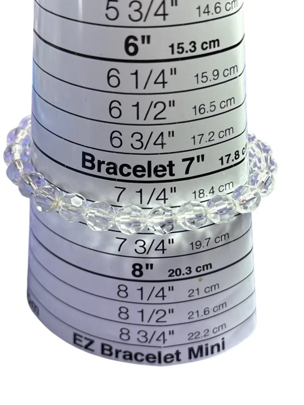 Clear Plastic Faceted Beaded Stretchy Bracelet 7.25 inches Unstretched